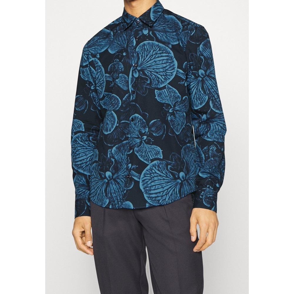 HUGO Boss Blue Orchid Floral Print Button Up Shirt XS - Picture 2 of 15
